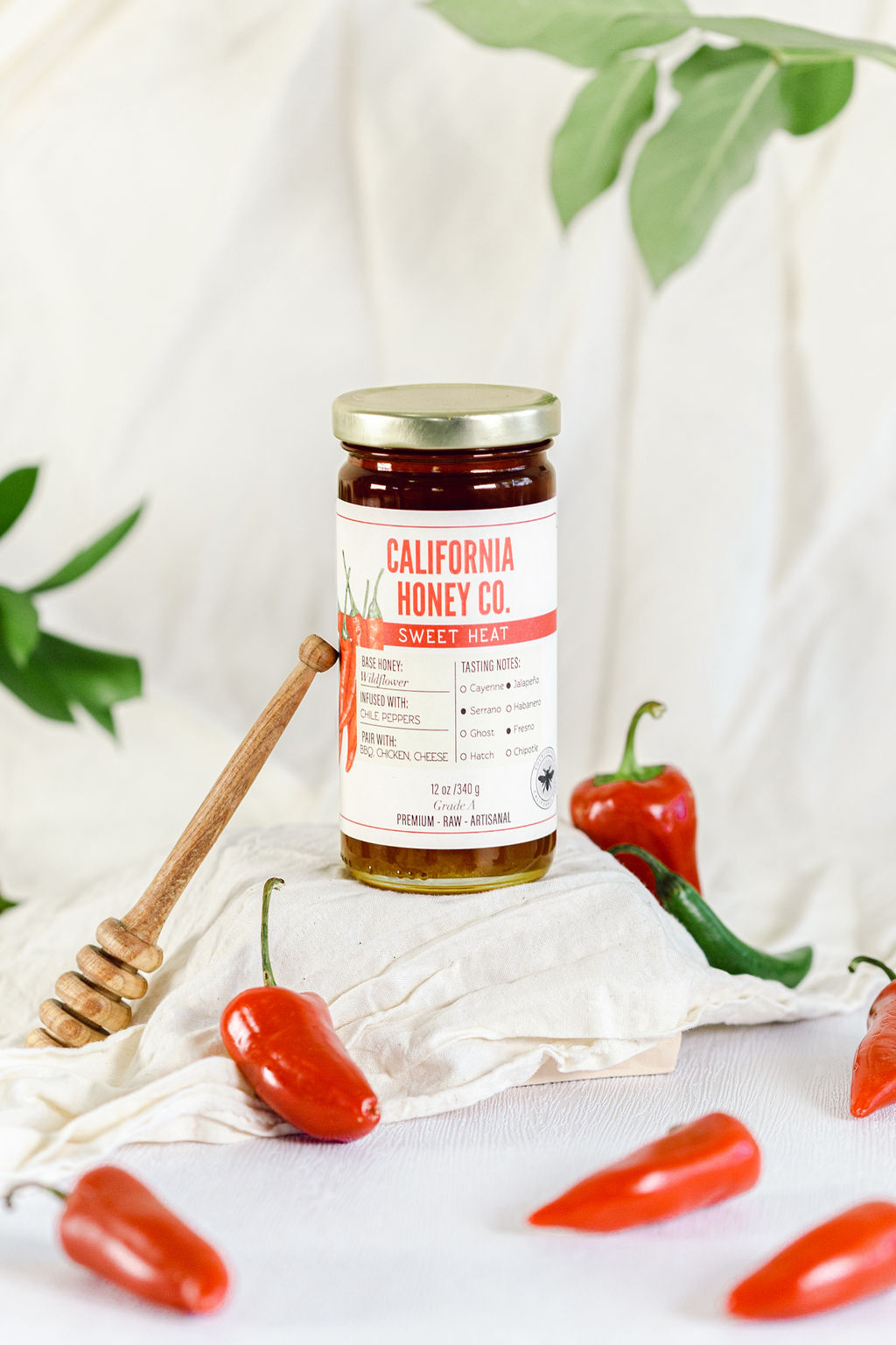 Chili Pepper Jalapeno Food Styling for Spicy Hot Honey by San Diego Lifestyle Product Photographer Chelsea Loren