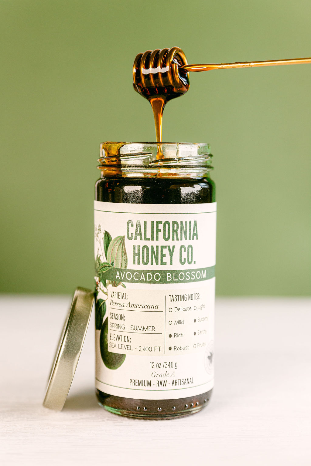 Avocado Blossom honey food product photographer san diego california