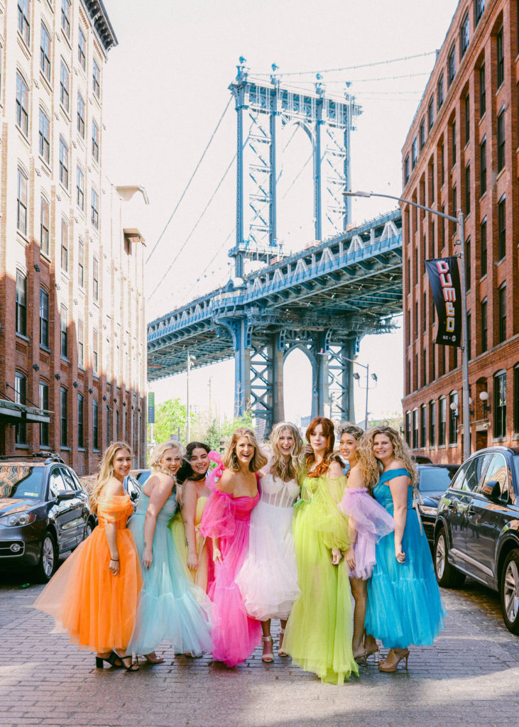 fashion girls bloggers in colorful tulle dresses bachelorette party new york city nyc gossip girl sex and the city Chelsea Loren