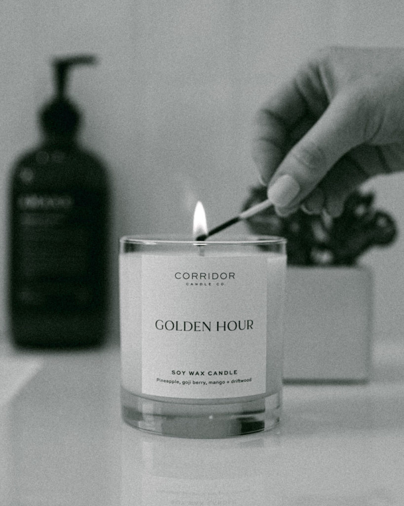 Corridor Candle Co. San Diego candle maker candle branding product photography photoshoot by Chelsea Loren