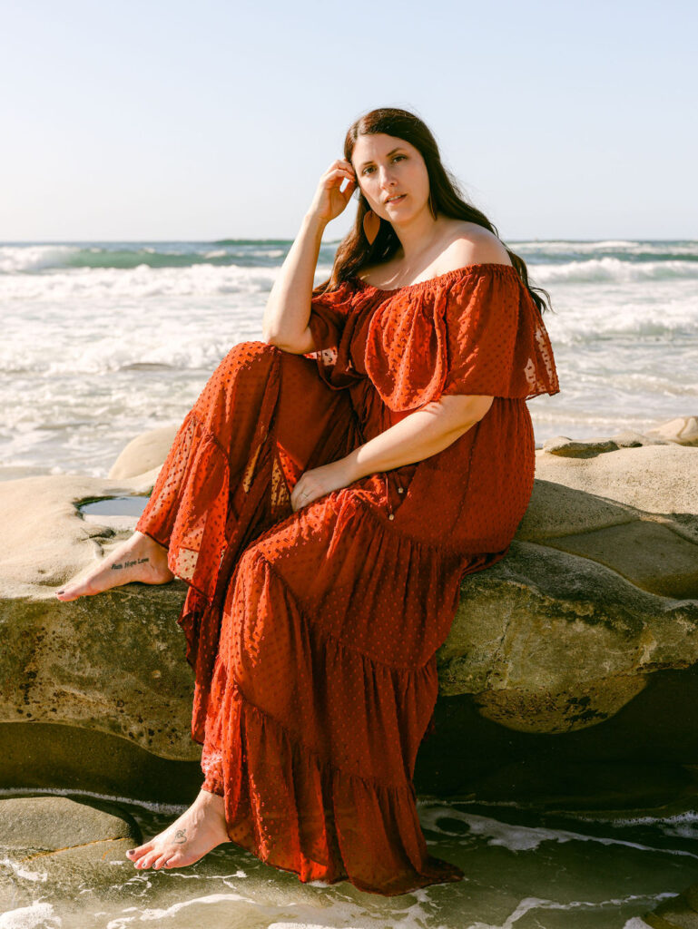Best San Diego Branding Photographer Creative Headshots Women La Jolla by Chelsea Loren Beach boho sun goddess