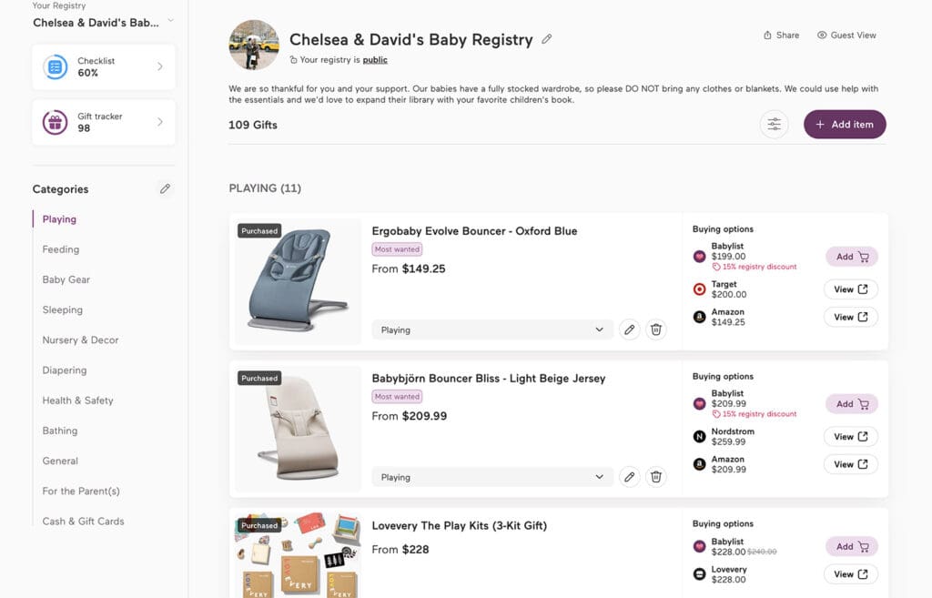 babylist twin registry