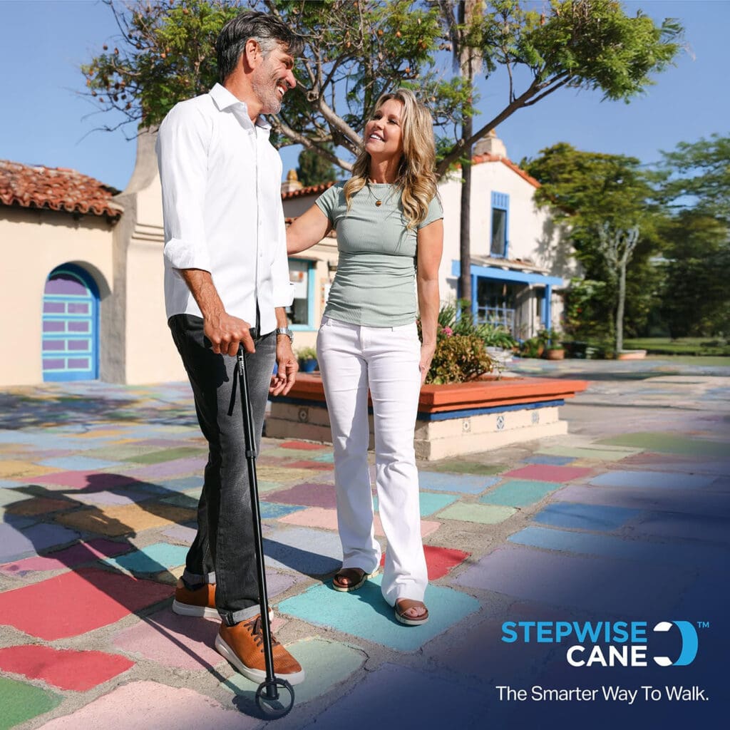 Stepwise Cane Commercial Lifestyle Product Photography for Medical Brand. Walking cane photography. Brand lifestyle photographer San Diego Southern California Balboa Park