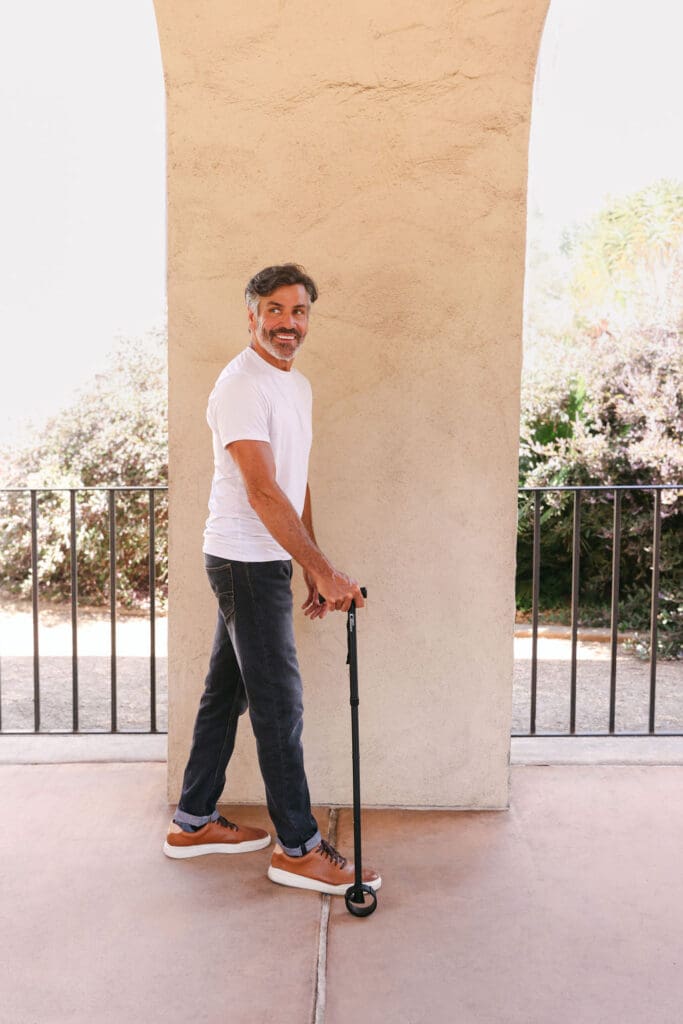Commercial Lifestyle product photography by Chelsea Loren for Amazon A+ Content medical mobility brand walking cane in san diego balboa park southern california
