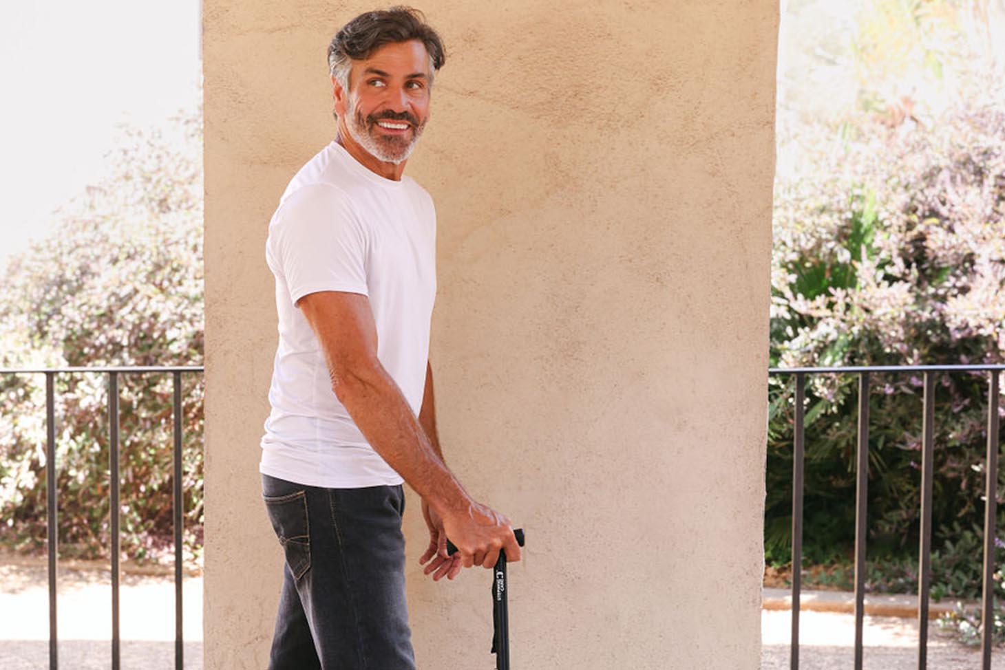 Commercial Lifestyle product photography by Chelsea Loren for Amazon A+ Content medical mobility brand walking cane in san diego balboa park southern california