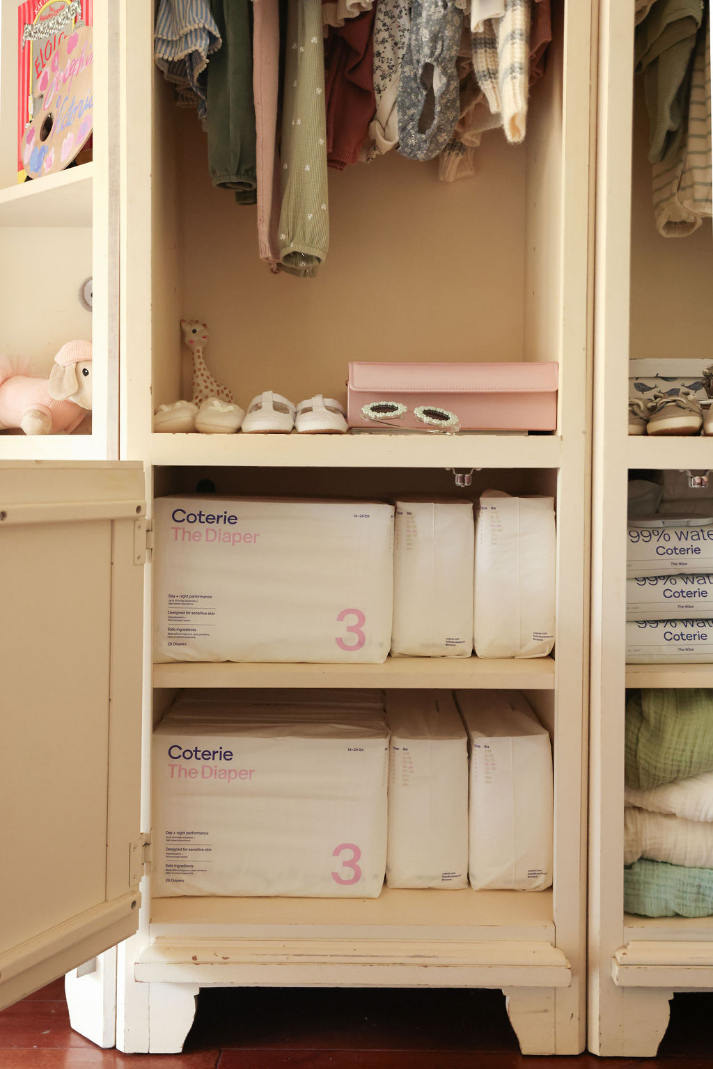 coterie diaper supply in nursery