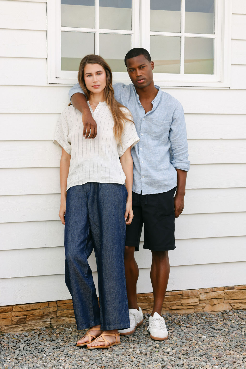 MUJI Spring Summer 2026 men’s hemp and linen – male model in light blue linen shirt, lifestyle fashion photography by Chelsea Loren Carlsbad California