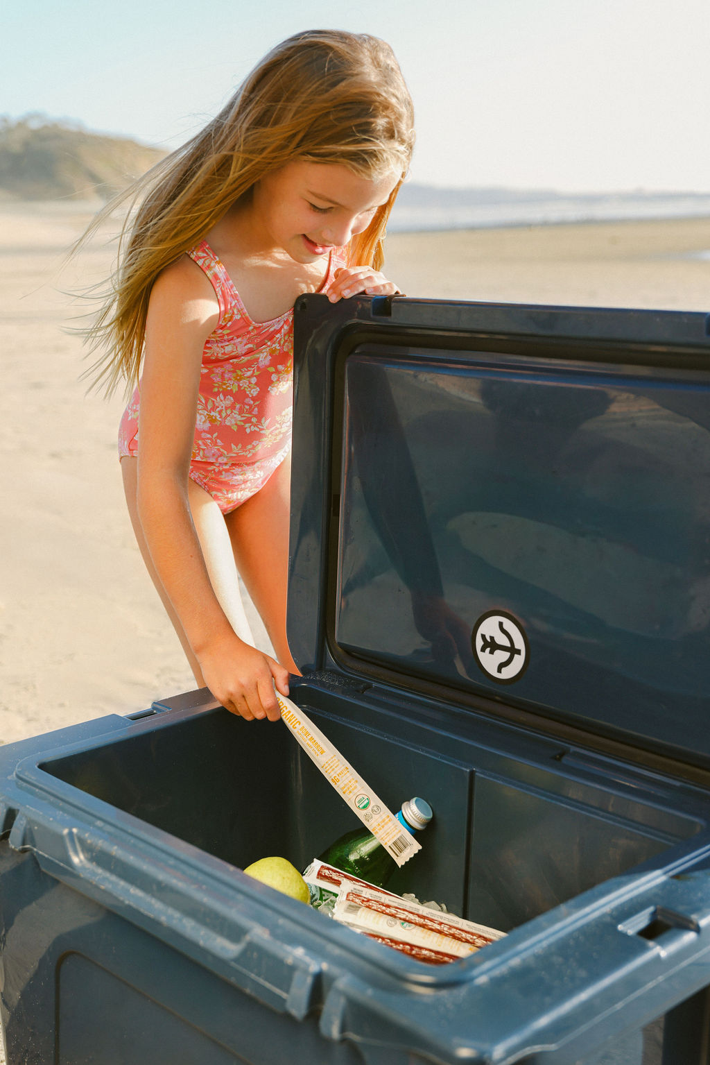 food product in branded cooler for lifestyle CPG photography showcasing product in use