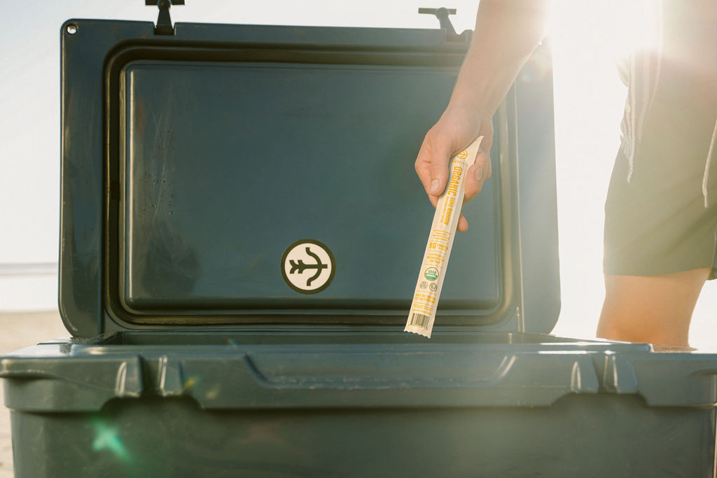 branded cooler with food products styled for commercial CPG lifestyle photography