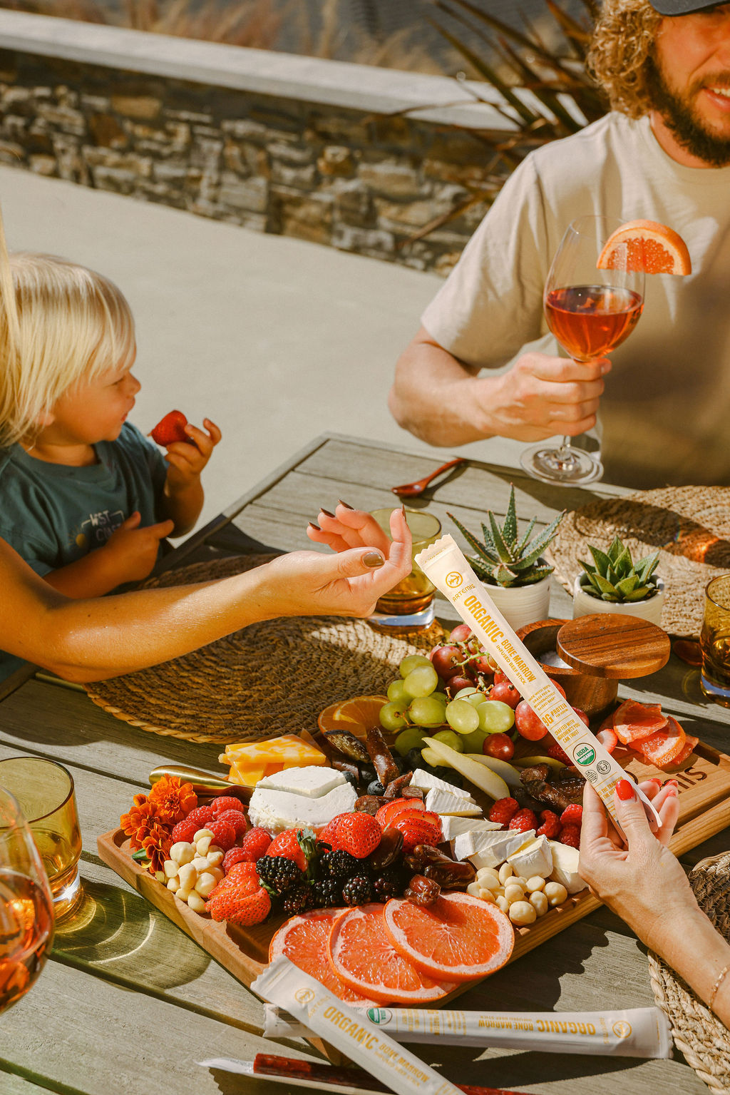 close-up charcuterie board with artisan food products styled for CPG brand content creation
