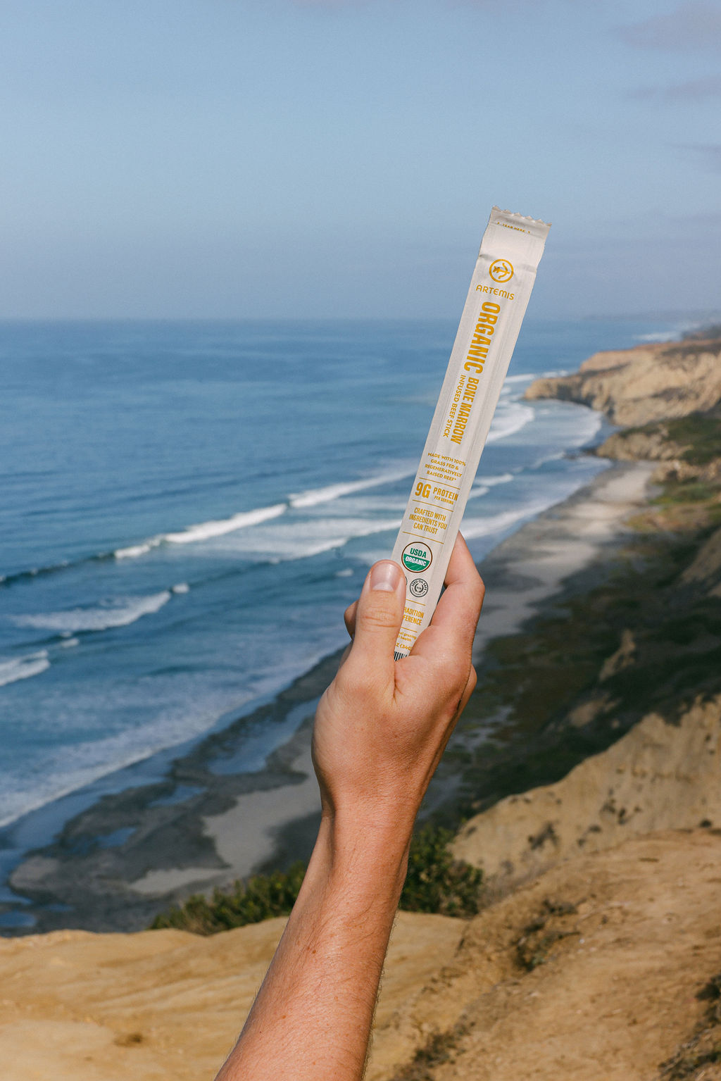 couple with dog at sprinter van for adventure lifestyle CPG brand photography in San Diego