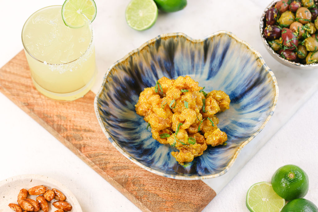 Overhead styled taco and Mexican food spread for hotel poolside restaurant photography at Gaylord Pacific