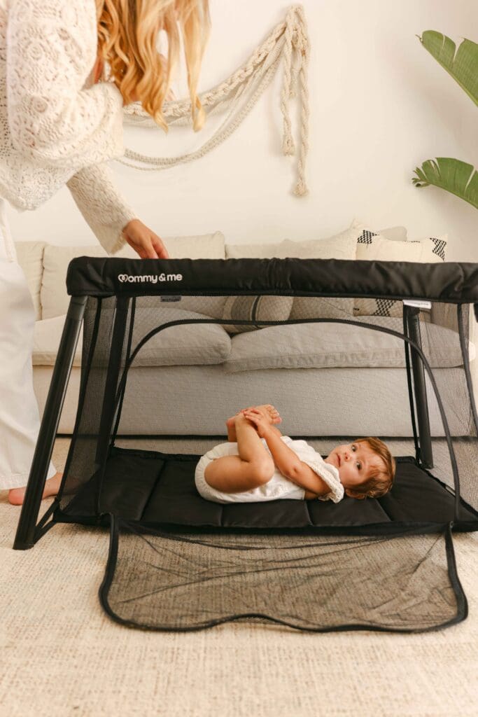 Mommy and Me travel playard lifestyle photography with mother and baby by Chelsea Loren