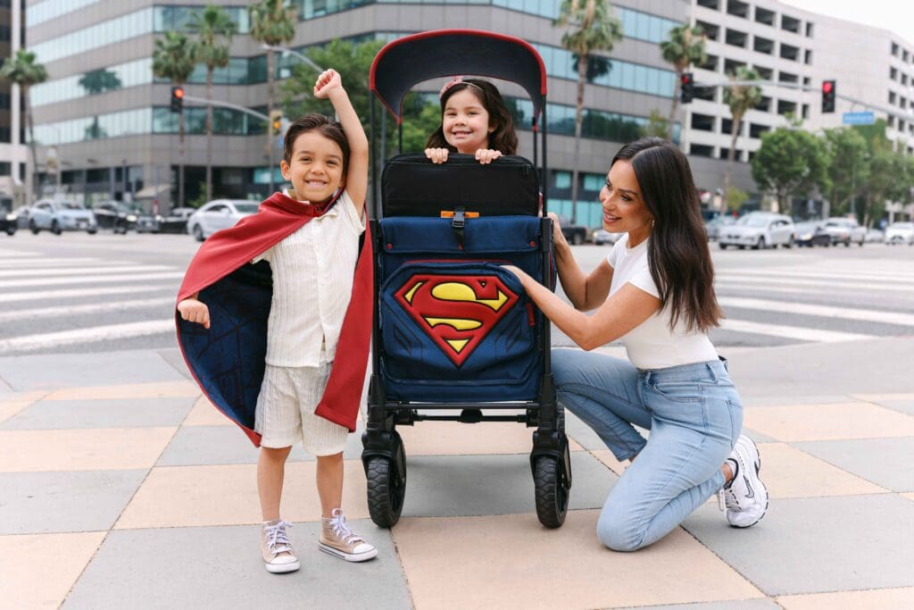 WonderFold family lifestyle production photography with models in outdoor location high energy setting